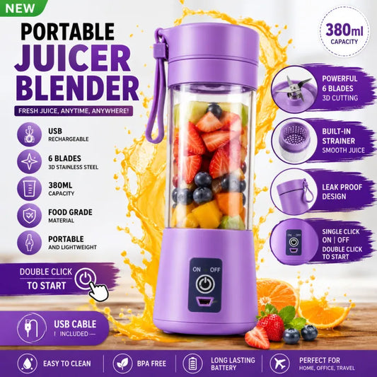 USB Rechargeable Juicer Blender 6 Blades Electric Blender Mini Portable
