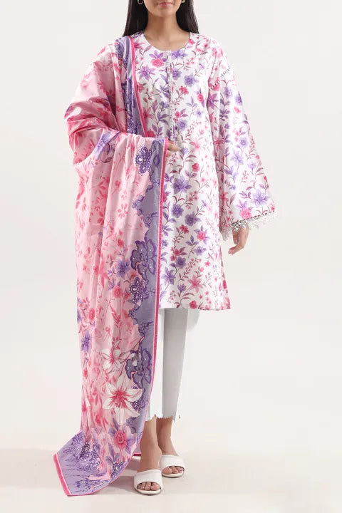 Unstitched Printed Warm Cotton 3 Piece Suit For Women - Unstitched Fabric For Women