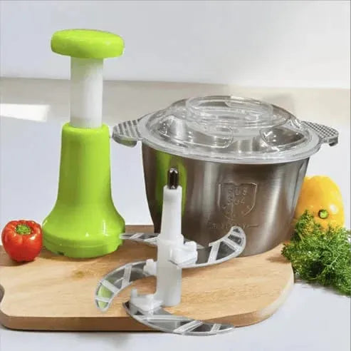 Stainless Steel Multifunctional 2LTR Hand Push Chopper Press Start Quick