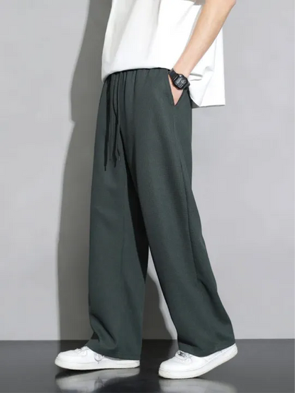 Men's Korean Style Wide Leg Straight Fit Casual Trousers | Premium Loose Fit Pants