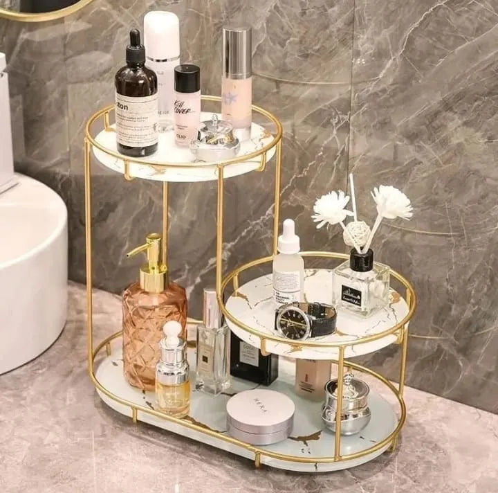 Makeup Storage Rack, Cosmetic Storage Shelf, Makeup Organizer, Dressing Table, Makeup and Perfume Organizer, 3 round Floors 1 round floor