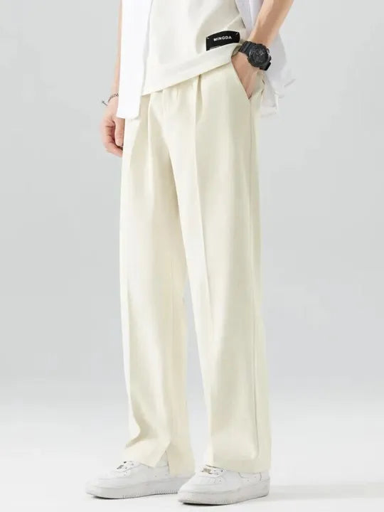 Men's Korean Style Wide Leg Straight Fit Casual Trousers | Premium Loose Fit Pants