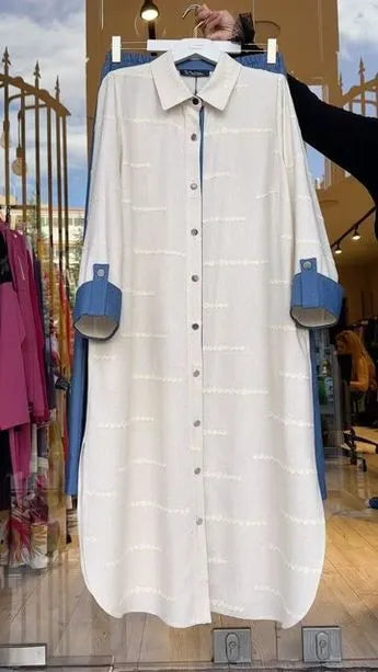 Ladies Long Shirt Dress Fashionable Casual Outfit for Women